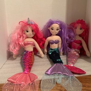 Aurora 18” Mermaid Toy Plush Lot 3 preowned